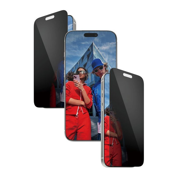 Tvrzené sklo UWF 2-Way Privacy s Fastfit pro iPhone 17 Pro Max, Černá, PanzerGlass