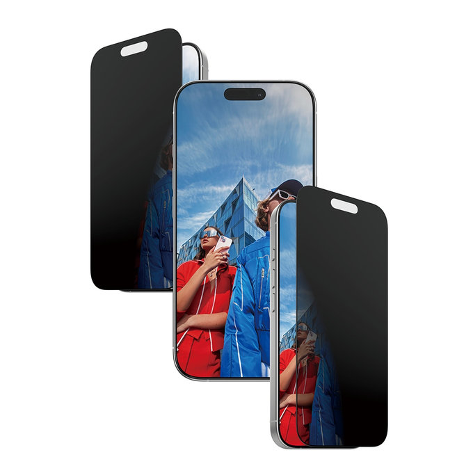 Tvrzené sklo UWF 2-Way Privacy s Fastfit pro iPhone 17/16 Pro, Černá, PanzerGlass