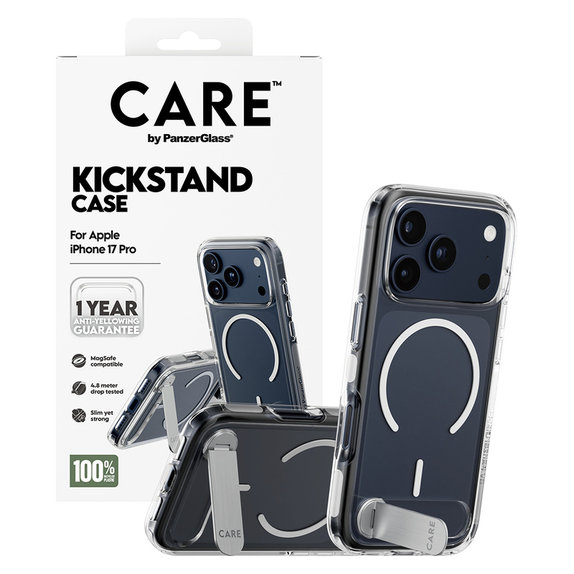 Pouzdro Kickstand pro iPhone 17 Pro, Transparentní, PanzerGlass