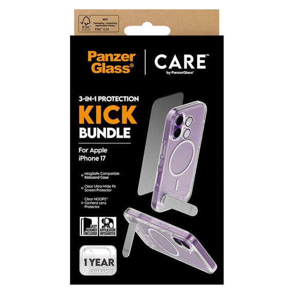 Bundle 3v1 Kick pro iPhone 17, PanzerGlass