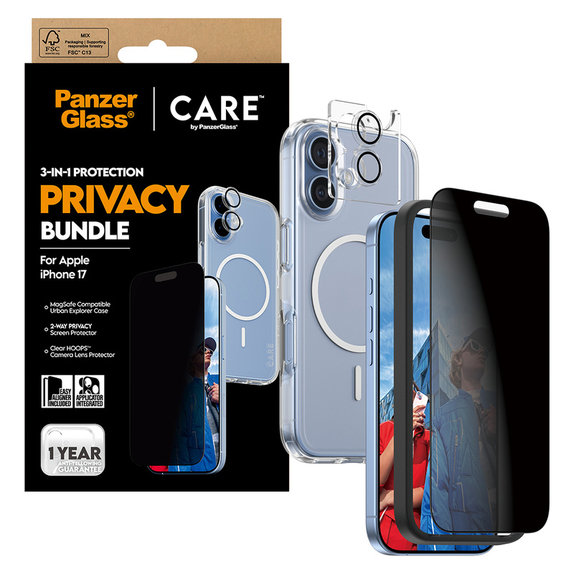 Bundle 3v1 Privacy pro iPhone 17, PanzerGlass
