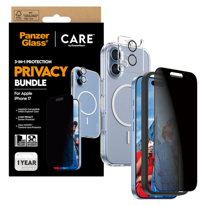 Bundle 3v1 Privacy pro iPhone 17, PanzerGlass