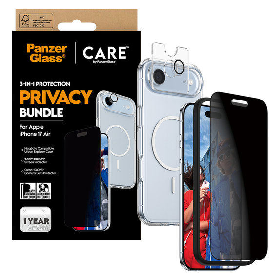Bundle 3v1 Privacy pro iPhone Air, PanzerGlass