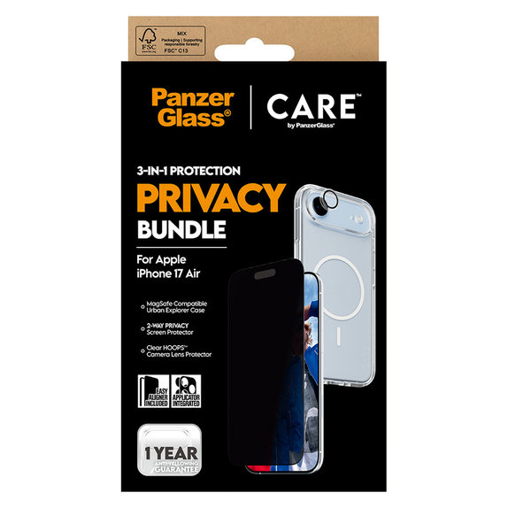 Bundle 3v1 Privacy pro iPhone Air, PanzerGlass