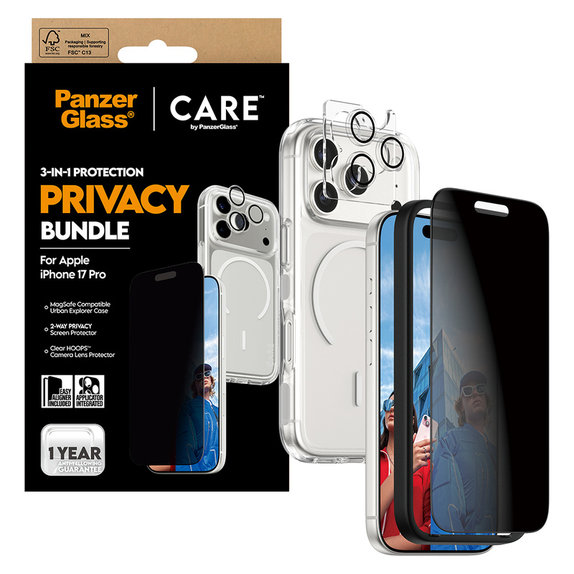 Bundle 3v1 Privacy pro iPhone 17 Pro, PanzerGlass