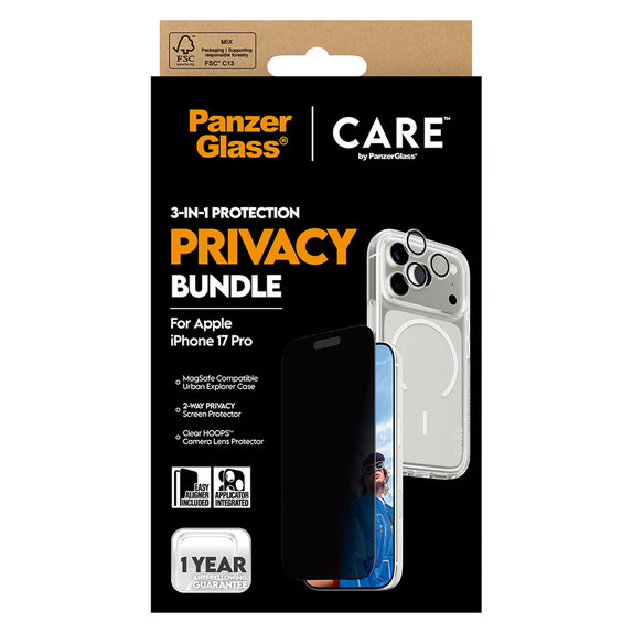 Bundle 3v1 Privacy pro iPhone 17 Pro, PanzerGlass