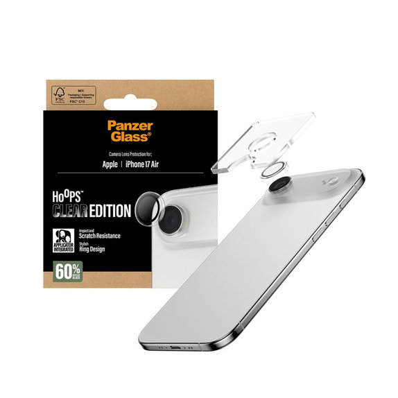 PanzerGlass - Ochranný kryt Objektívu Fotoaparátu Hoops pro iPhone 17 Air, transparentní