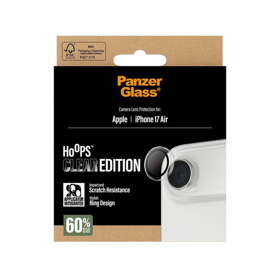 PanzerGlass - Ochranný kryt Objektívu Fotoaparátu Hoops pro iPhone 17 Air, transparentní