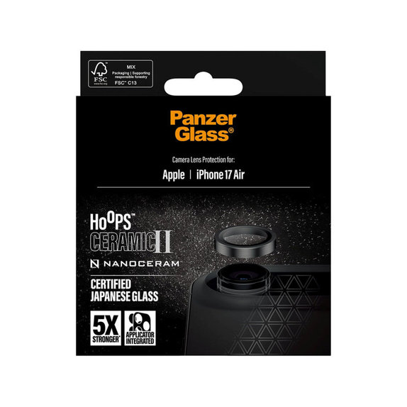 Ochranný kryt objektivu Hoops Ceramic II pro iPhone 17 Air, Černá, PanzerGlass