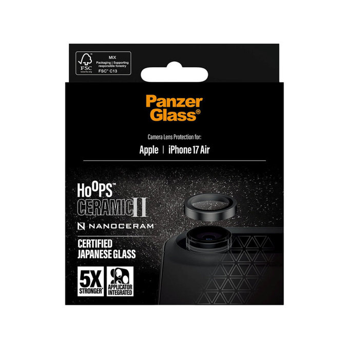 Ochranný kryt objektivu Hoops Ceramic II pro iPhone 17 Air, Černá, PanzerGlass