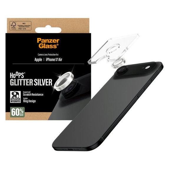 Ochranný kryt objektivu Hoops pro iPhone 17 Air, Glitter Silver, PanzerGlass