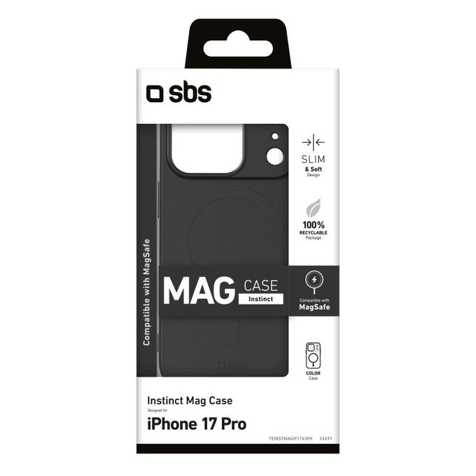 SBS - Pouzdro Instinct Mag kompatibilní s MagSafe pro iPhone 17 Pro, černá