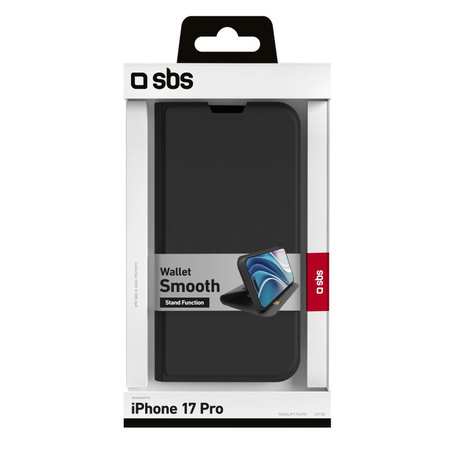 SBS - Pouzdro Book Wallet Smooth pro iPhone 17 Pro, černá