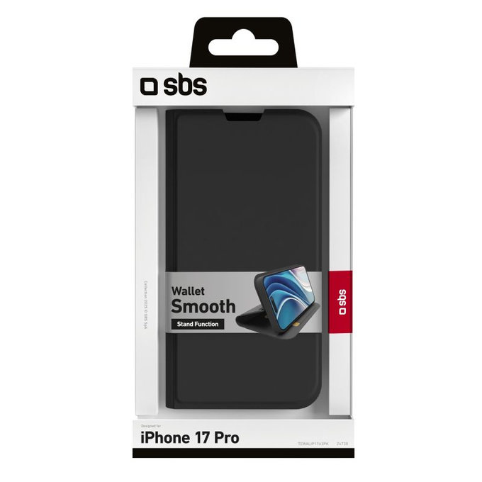 SBS - Pouzdro Book Wallet Smooth pro iPhone 17 Pro, černá