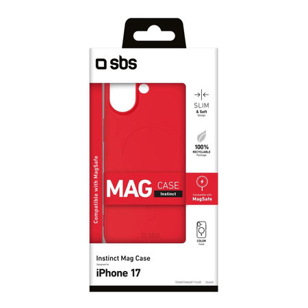 SBS - Pouzdro Instinct Mag kompatibilní s MagSafe pro iPhone 17, červená