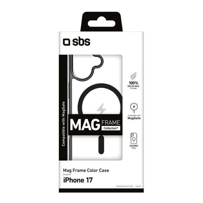 SBS - Pouzdro Mag Frame kompatibilní s MagSafe pro iPhone 17, černá