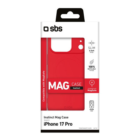 SBS - Pouzdro Instinct Mag kompatibilní s MagSafe pro iPhone 17 Pro, červená