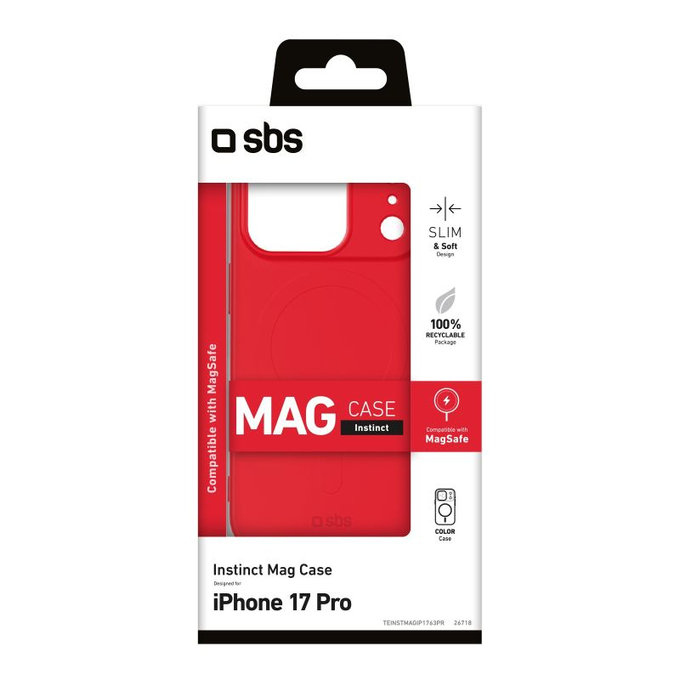 SBS - Pouzdro Instinct Mag kompatibilní s MagSafe pro iPhone 17 Pro, červená