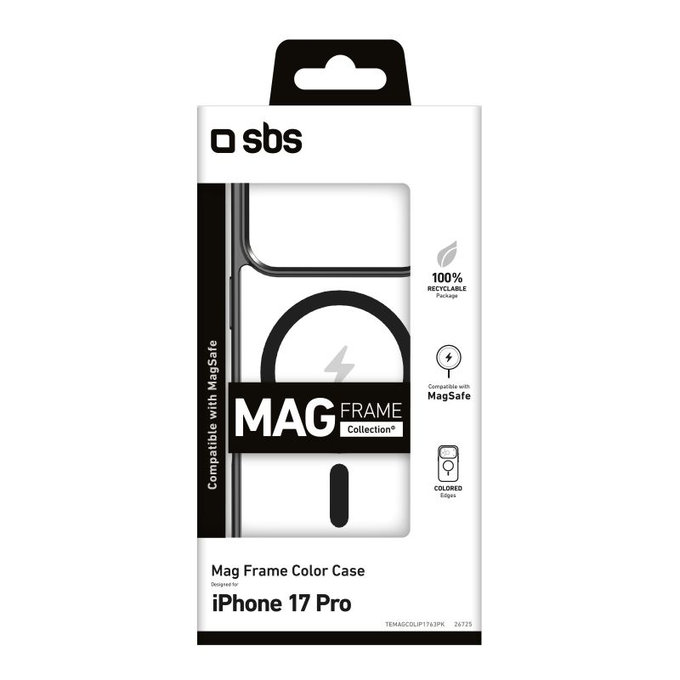 SBS - Pouzdro Mag Frame kompatibilní s MagSafe pro iPhone 17 Pro, černá