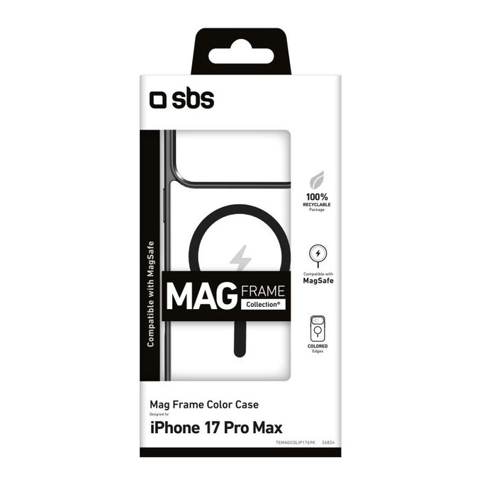 SBS - Pouzdro Mag Frame kompatibilní s MagSafe pro iPhone 17 Pro Max, černá