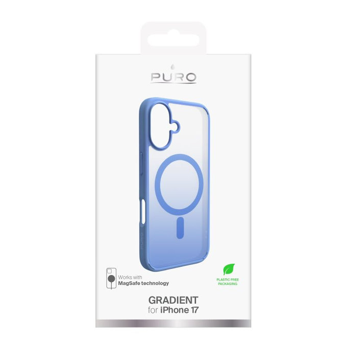 PURO - Pouzdro Gradient s MagSafe pro iPhone 17, modrá