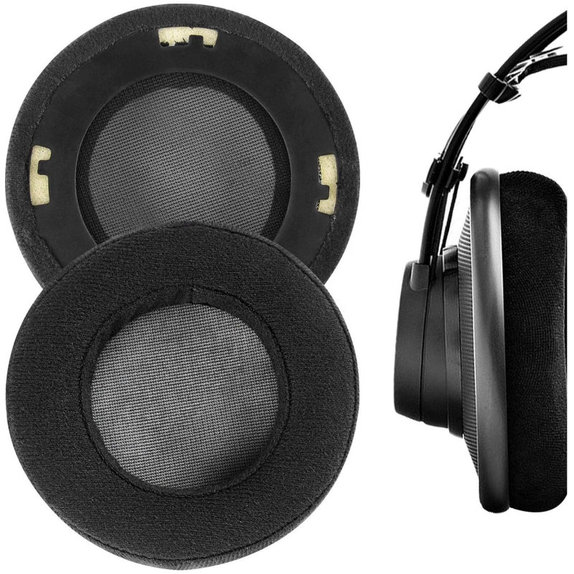 Náhradní Náušníky pro AKG K701, K702, Q701, Q702, K601, K612, K712, Pěna + Velur, Černé, 1 pár