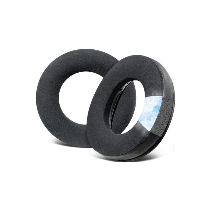 Náhradní Náušníky pro Beyerdynamic DT440, DT660, DT990 Pro, Paměťová pěna + Kůže + Textil + Chladivý Gél, Černé, 1 pár