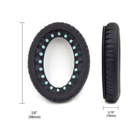 Náhradní Náušníky pro Bose QC25, QC35, QC45, Paměťová pěna + PU kůže, Černé, Chladivý gel, 1 pár