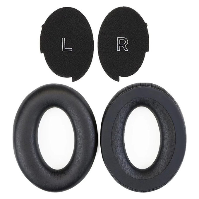 Náhradní Náušníky pro Bose A30, PU kůže, Černé, 1 pár