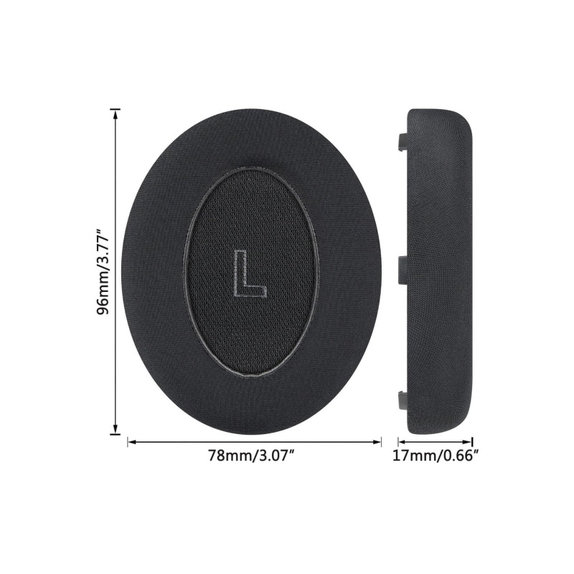 Náhradní Náušníky pro Bose QC Ultra, Paměťová pěna + Textil + Kůže, Černé, Chladivý gel, 1 pár