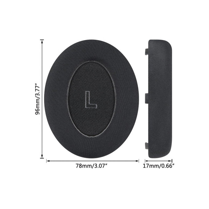 Náhradní Náušníky pro Bose QC Ultra, Paměťová pěna + Textil + Kůže, Černé, Chladivý gel, 1 pár