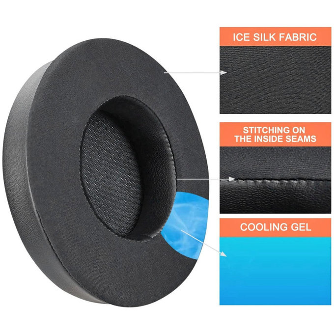 Náhradní Náušníky pro Corsair Virtuoso RGB, Paměťová pěna + Textil, Černé, Chladivý gel, 1 pár