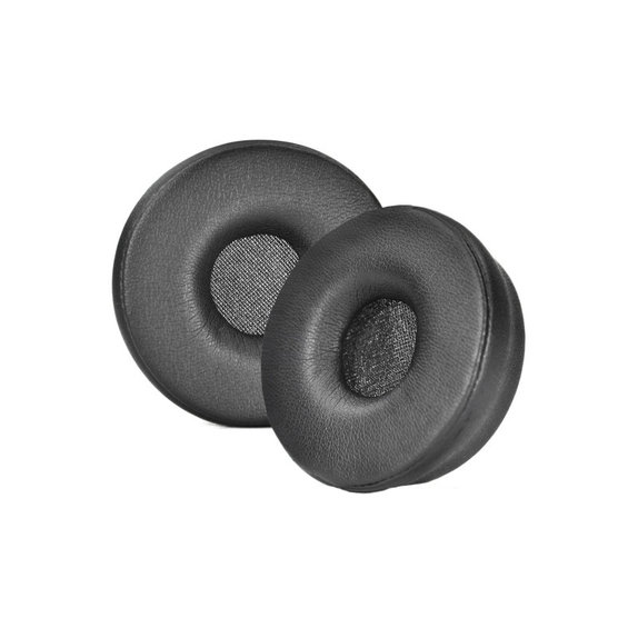 Náhradní Náušníky pro Jabra Engage 55, 65, 75 (Stereo), Paměťová pěna + Kůže, Černé, 1 pár