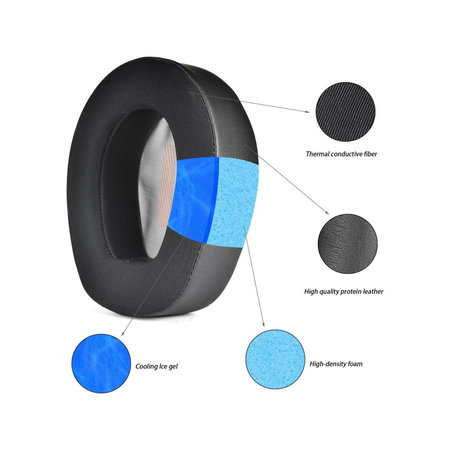 Náhradní Náušníky pro JBL Quantum Q800, Paměťová pěna, Černé, Chladivý gel, 1 pár