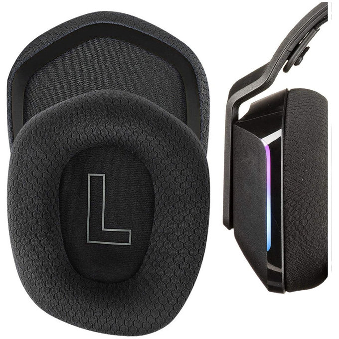 Náhradní Náušníky pro Logitech G335, G733, Paměťová pěna + Textil, Černé, 1 pár