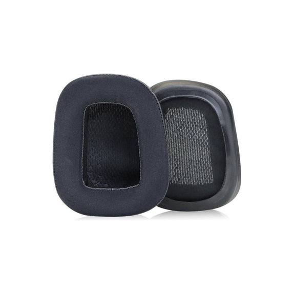 Náhradní Náušníky pro Logitech G633 Artemis, G933 Artemis, Paměťová pěna + Textil + Kůže, Černé, Chladivý gel, 1 pár