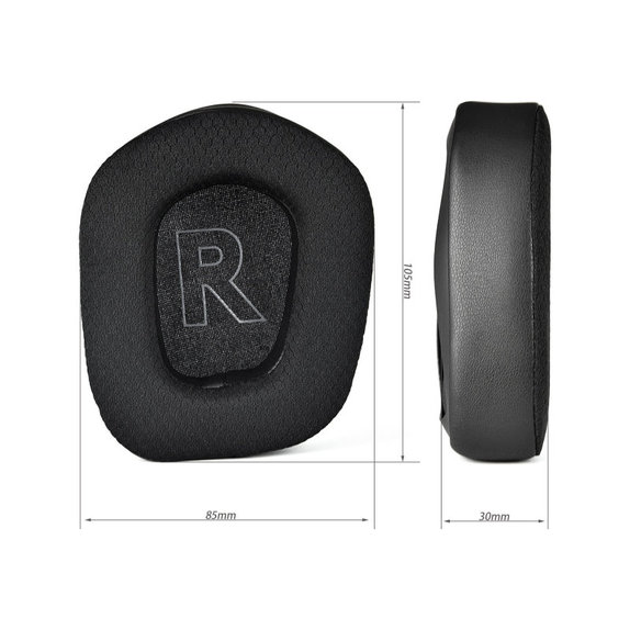 Náhradní Náušníky pro Logitech G733, Paměťová pěna + Textil + Kůže, Černé, Chladivý gel, 1 pár