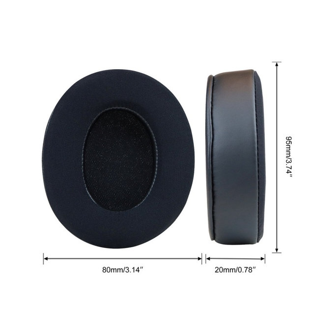Náhradní Náušníky pro Beats Studio Pro, Paměťová pěna + Textil + Kůže, Černé, Chladivý gel, 1 pár