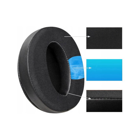 Náhradní Náušníky pro Sennheiser HD4.50, Paměťová pěna + Textil + Kůže, Černé, Chladivý gel, 1 pár