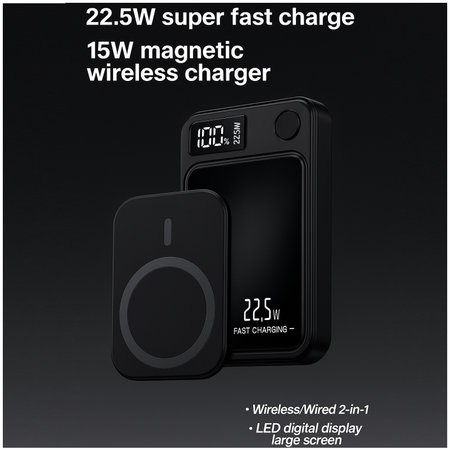 FixPremium - MagSafe PowerBank 5000mAh s LED Displejem, černá