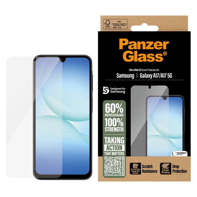 PanzerGlass - Tvrzené sklo UWF s aplikátorem pro Samsung Galaxy A17, A17 5G, čiré