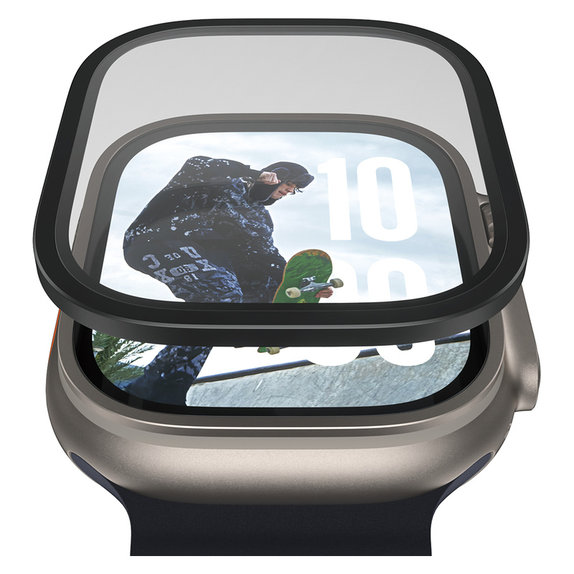 Tvrzené sklo UWF METALLIC pro Apple Watch Ultra 49 mm, Černá, PanzerGlass