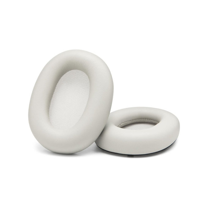 Náhradní Náušníky pro Sony WH-1000XM6, Paměťová pěna + PU kůže, Bílé, 1 pár