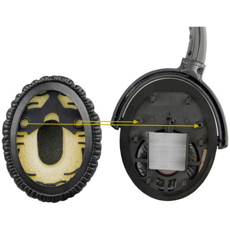 Náhradní Náušníky pro Bose QuietComfort 3, OE/ON-EAR a OE1, Paměťová pěna + PU kůže, Černé, 1 pár