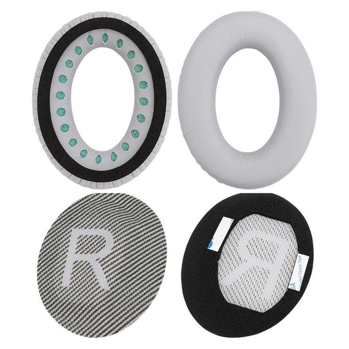 Náhradní Náušníky pro Bose QuietComfort 35, Paměťová pěna + PU kůže, Šedé, 1 pár