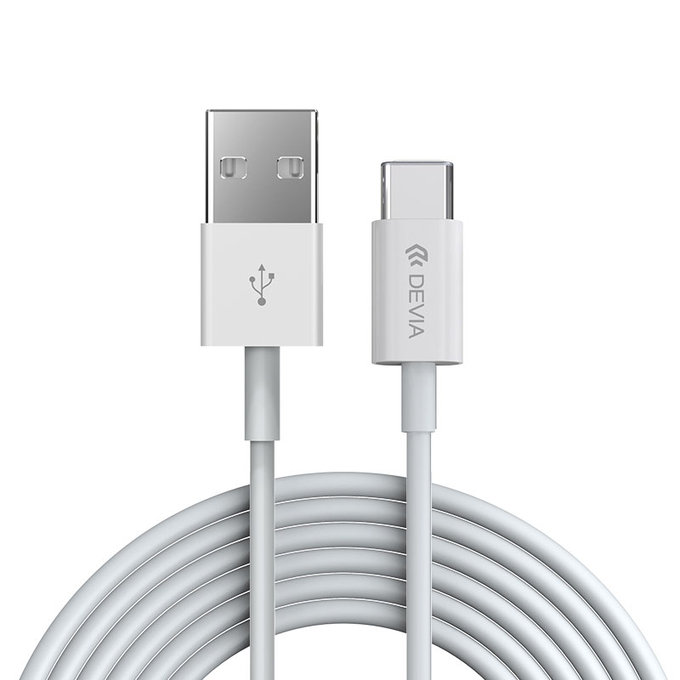 USB / USB-C kabel Smart, 2.1A, 2m, bílá, Devia