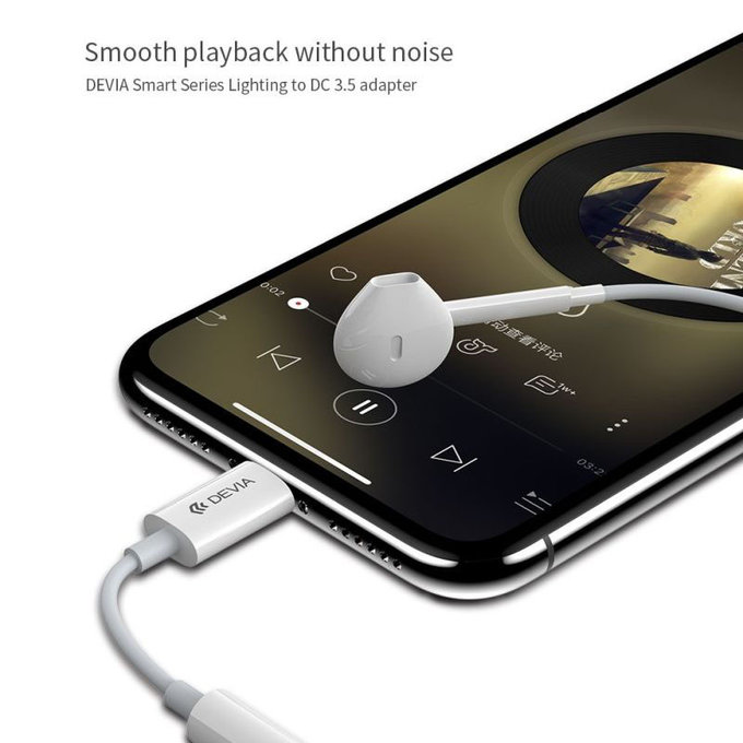 Adaptér Smart 3,5mm Jack / Lightning, bílá, Devia