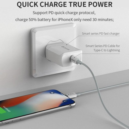 Lightning / USB-C kabel Smart, PD 20W, 1m, bílá, Devia