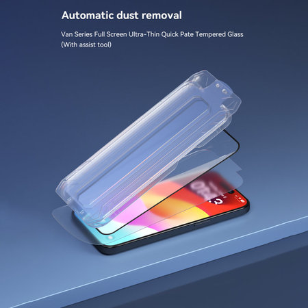 Tvrzené sklo FullCover s aplikátorem pro iPhone 15 Pro, Devia