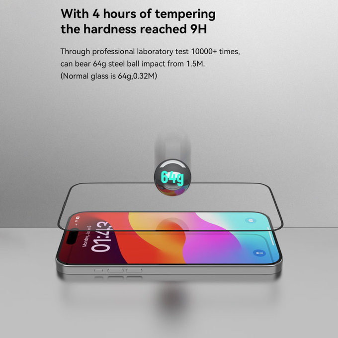 Tvrzené sklo FullCover s aplikátorem pro iPhone 15 Pro, Devia